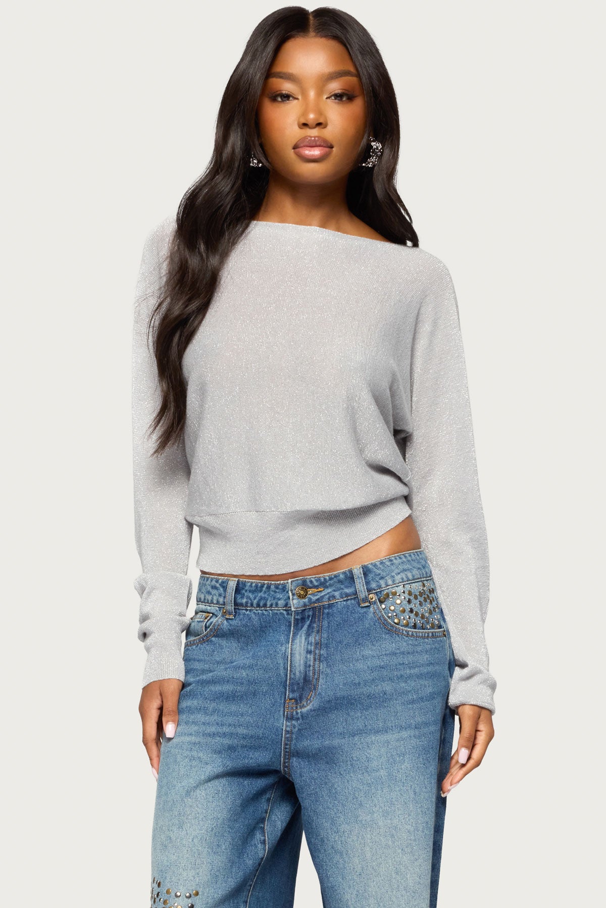 Tamzin Shiny Knit Chain Sweater