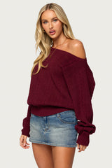 Prudy Off Shoulder Pointelle Knit Sweater