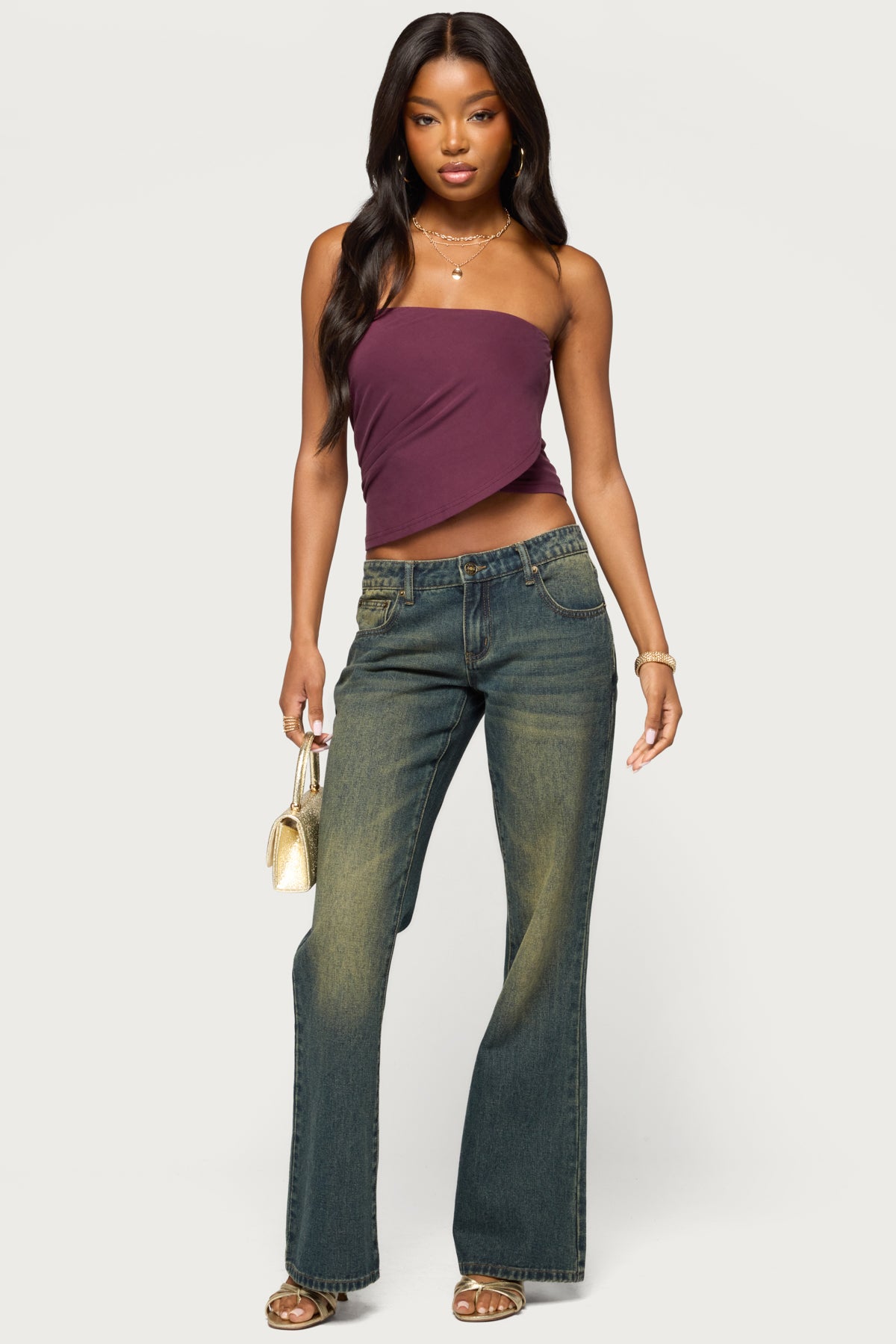 Amei Asymmetric Strapless Wrap Top