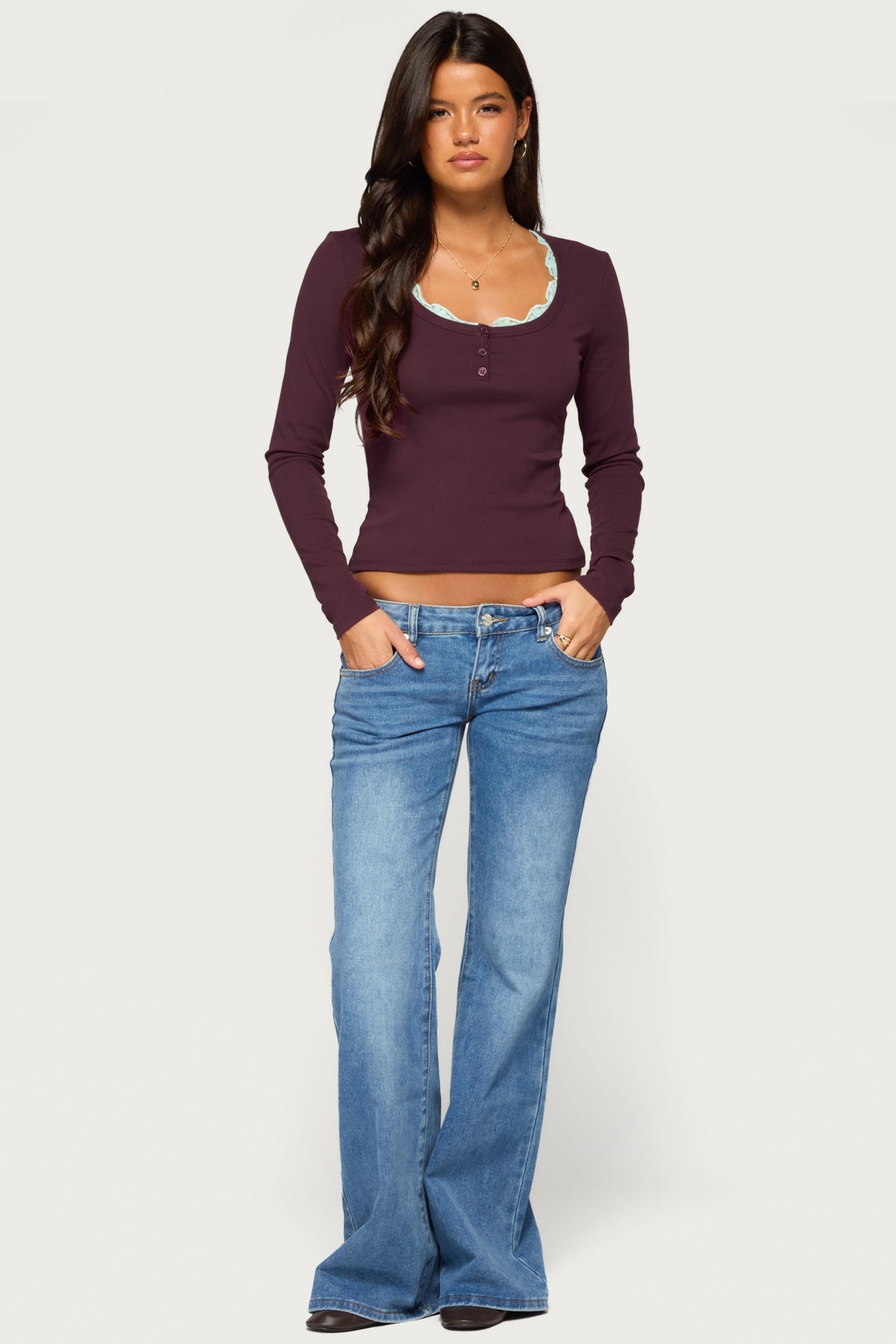 Bostyn Lacey Long Sleeve Henley Top