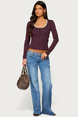 Bostyn Lacey Long Sleeve Henley Top