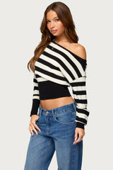 Nayeli Striped Off Shoulder Sweater