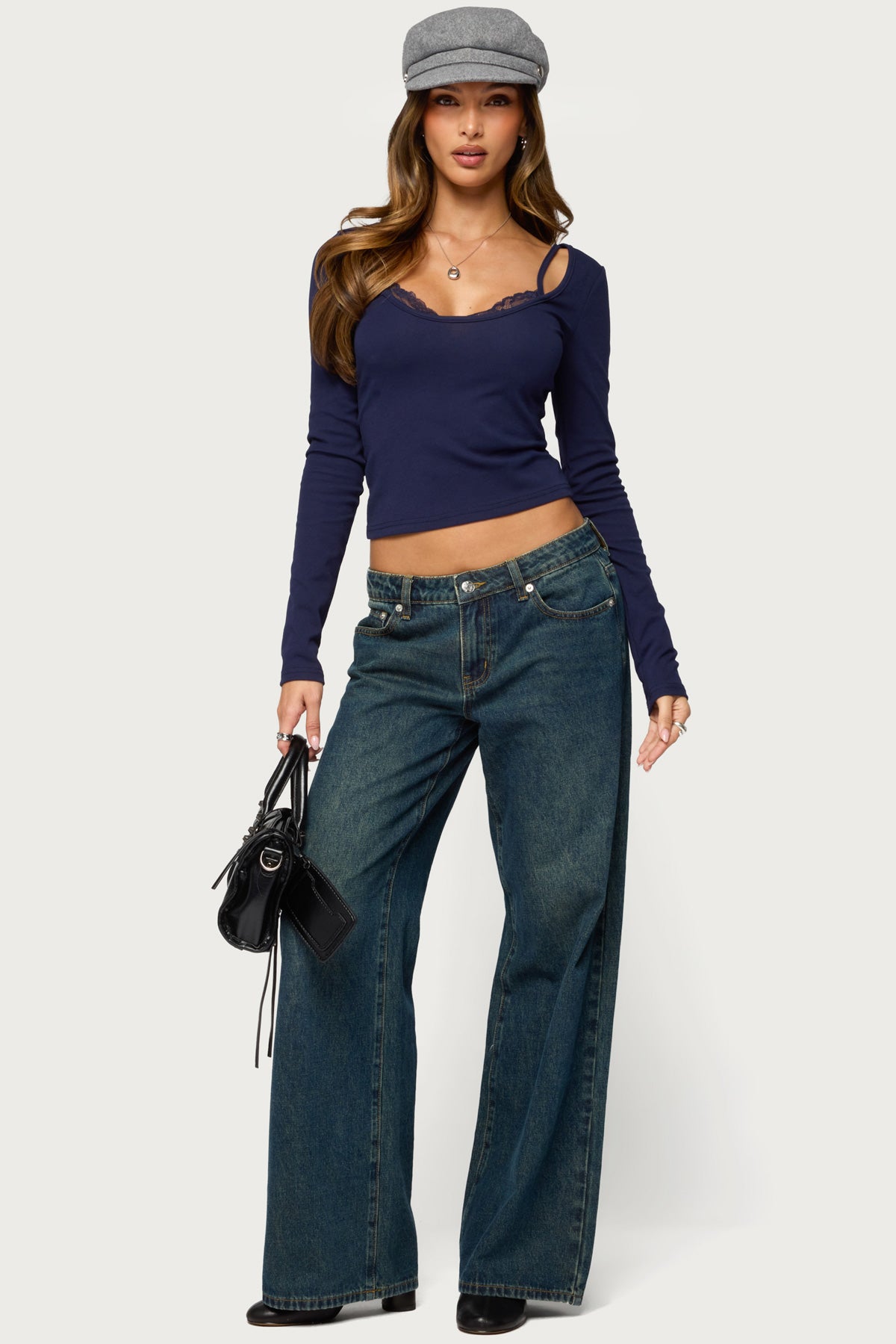 Tumi Layered Lacey Bra Long Sleeve Top