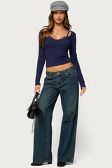 Tumi Layered Lacey Bra Long Sleeve Top