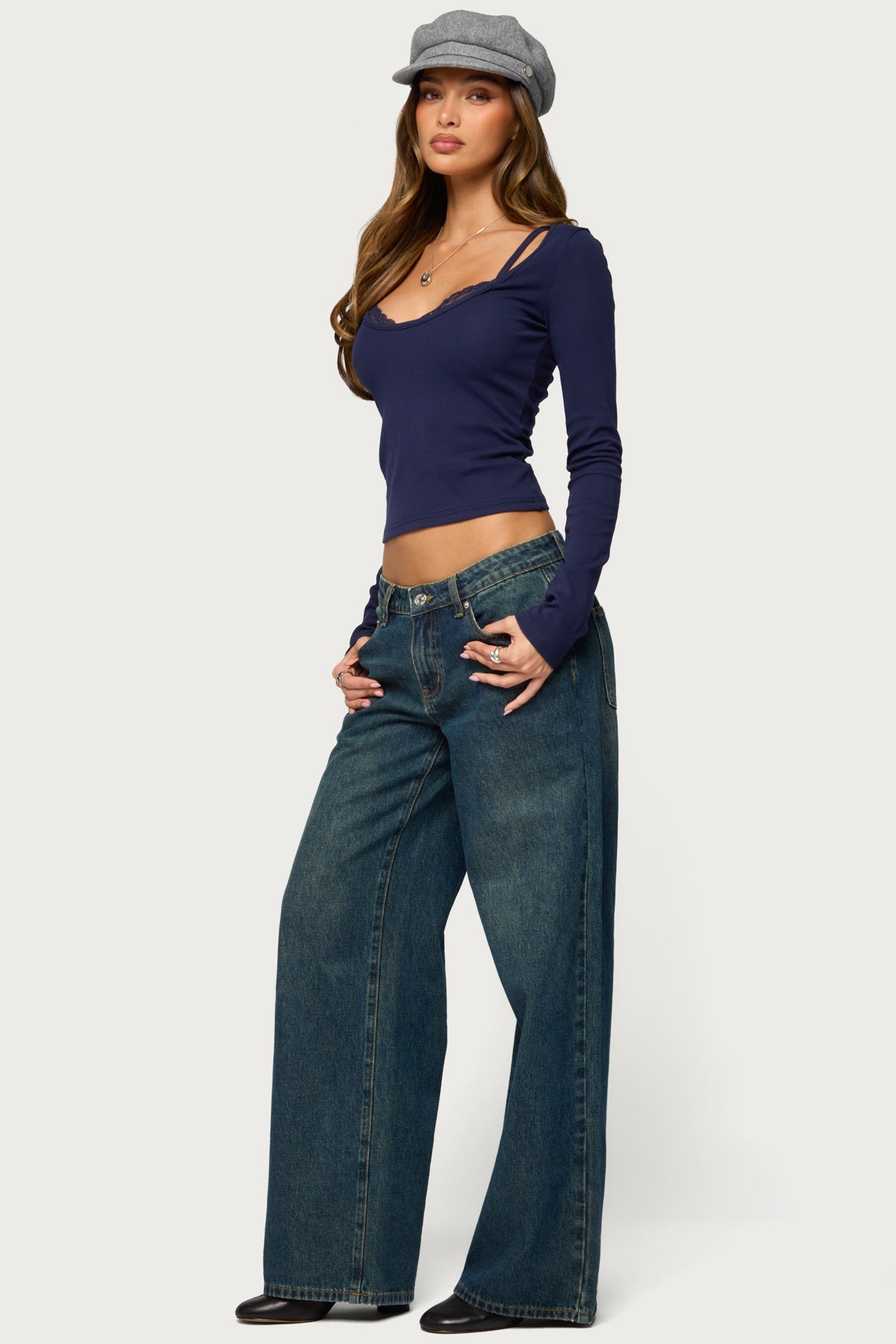 Tumi Layered Lacey Bra Long Sleeve Top