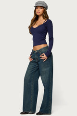 Tumi Layered Lacey Bra Long Sleeve Top