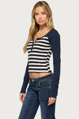 Tanielle Striped Henley Top