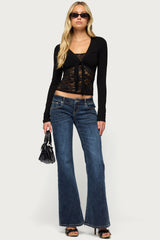 Yeeva Lacey Two Piece Tie Front Top