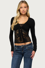 Yeeva Lacey Two Piece Tie Front Top