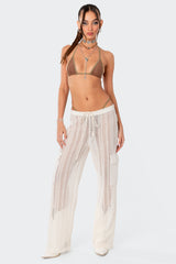 Ines Crochet Low Rise Cargo Pants