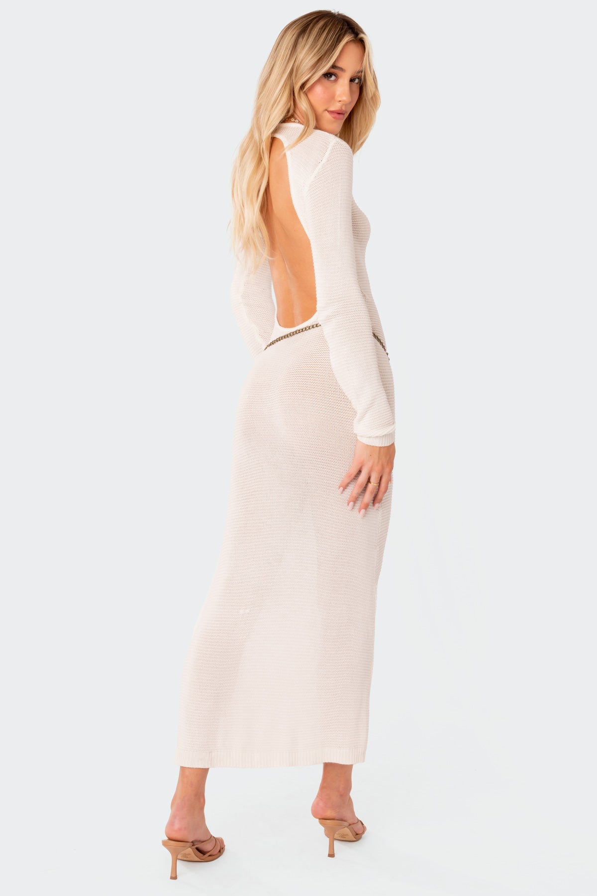 London Knitted Open Back Maxi Dress