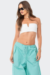 V Strapless Crop Top