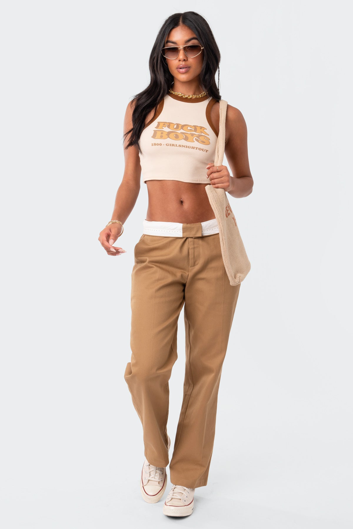 Folded Wide Leg Chino Pants – edikted