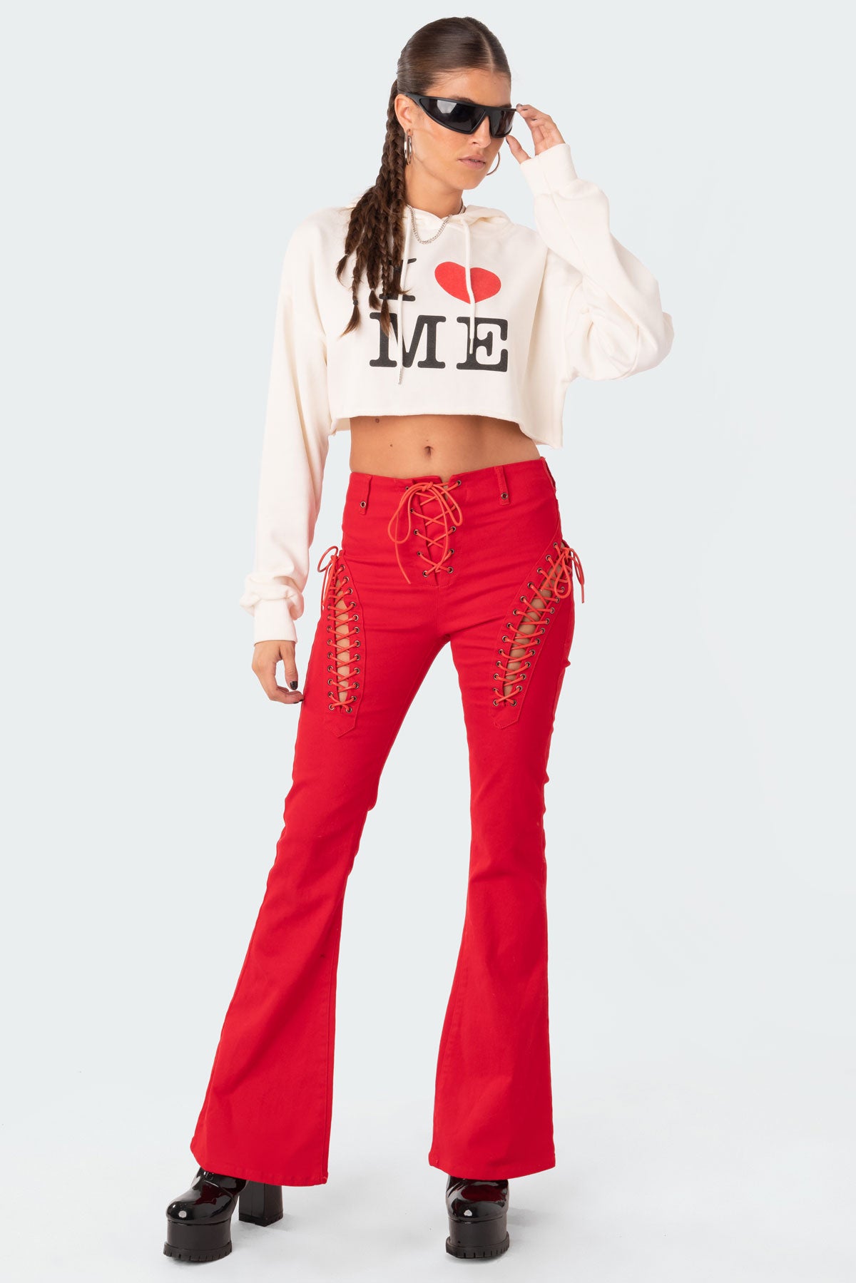 Engine Red Flared Jeans – edikted