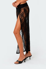 Aura Low Rise Sheer Lace Maxi Skirt