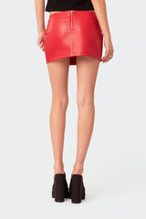 Noa Low Rise Faux Leather Micro Skirt