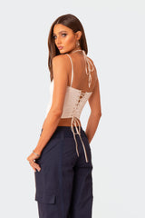 Nara Satin Effect Lace Up Corset