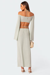 Celeste Off Shoulder Twist Crop Top