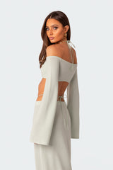 Celeste Off Shoulder Twist Crop Top