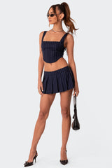 Pinstripe Side Lace Up Corset
