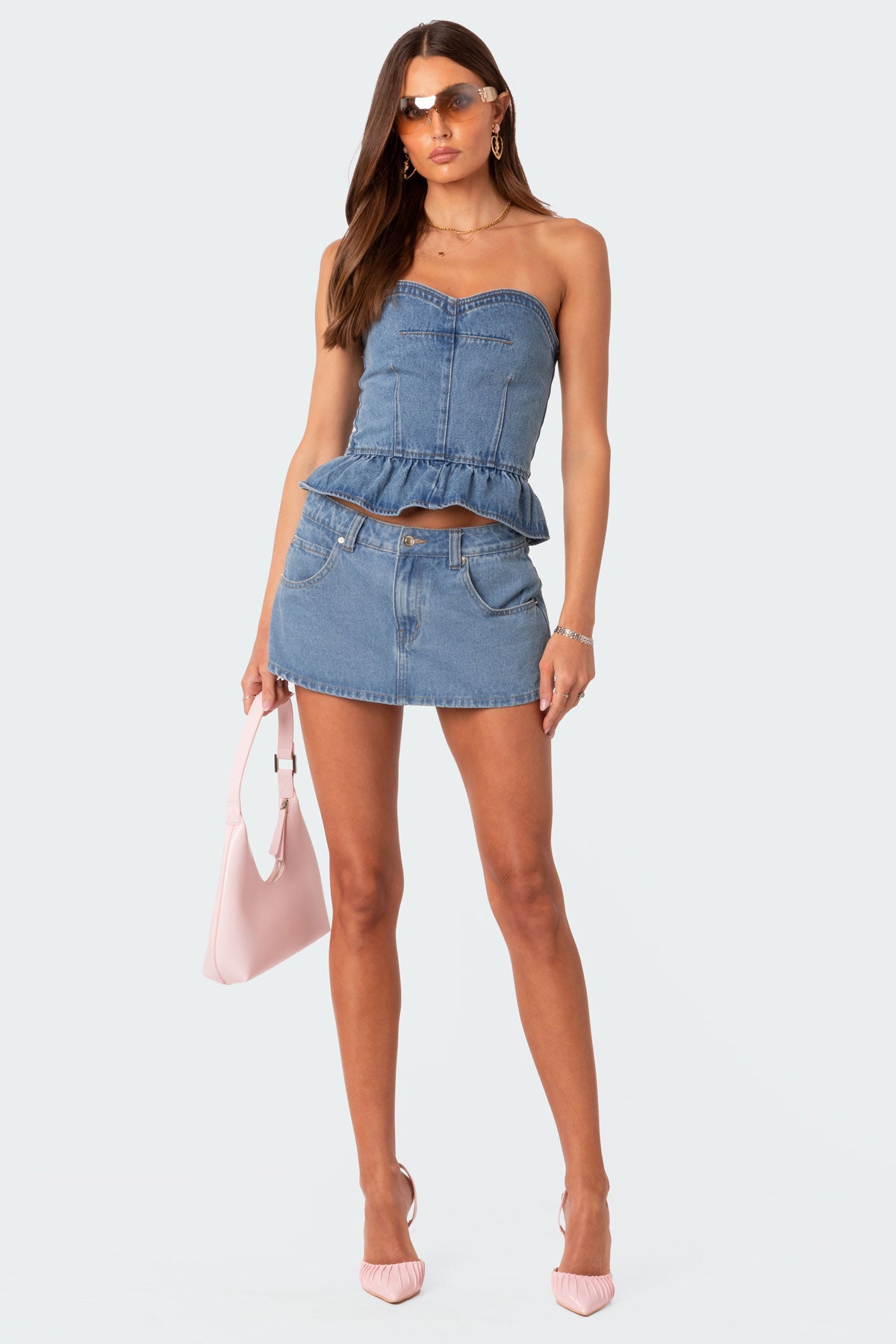 Echo Peplum Denim Corset