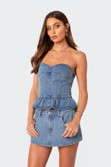 Echo Peplum Denim Corset