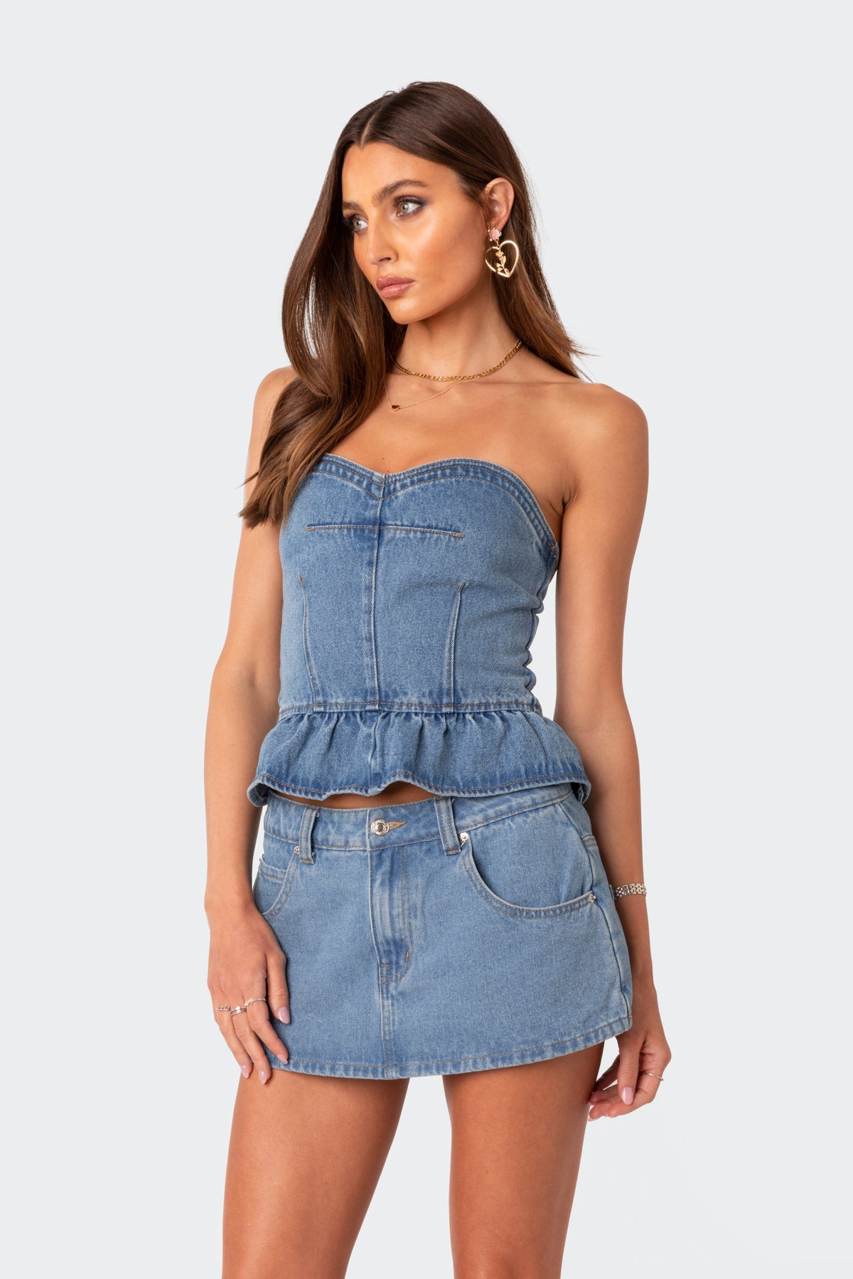 Echo Peplum Denim Corset