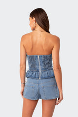 Echo Peplum Denim Corset