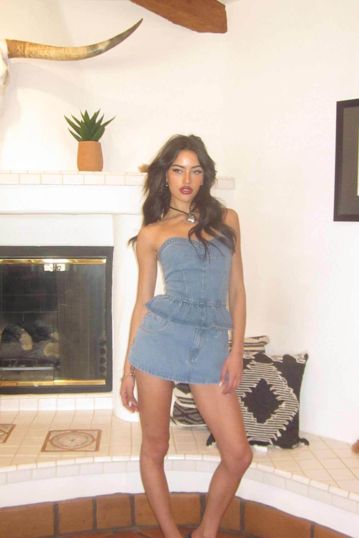 Echo Peplum Denim Corset