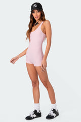 Drea Open Back Ribbed Romper