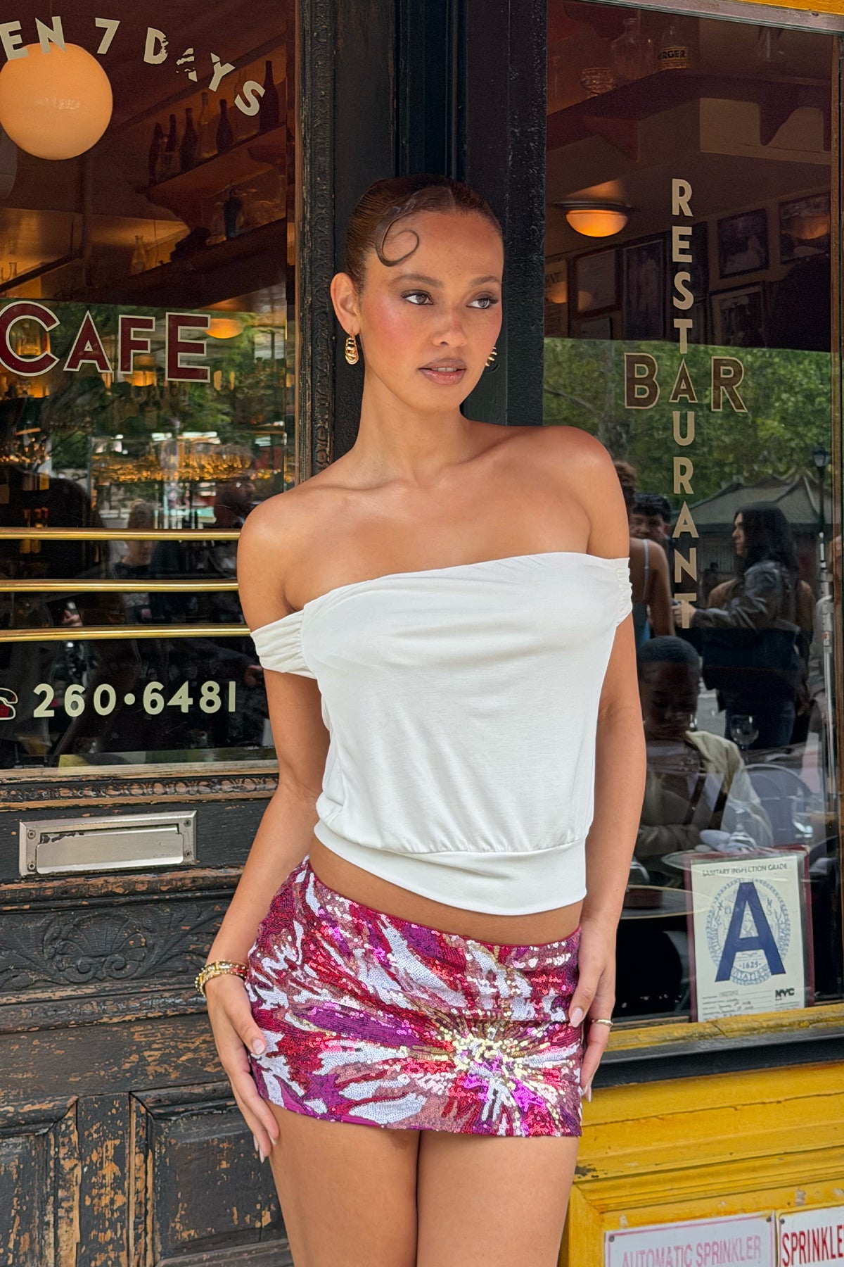 Glorya Flower Sequin Mini Skort – edikted