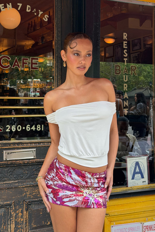Glorya Flower Sequin Mini Skort