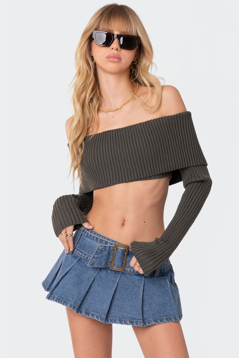 Astrea Fold Over Cropped Sweater