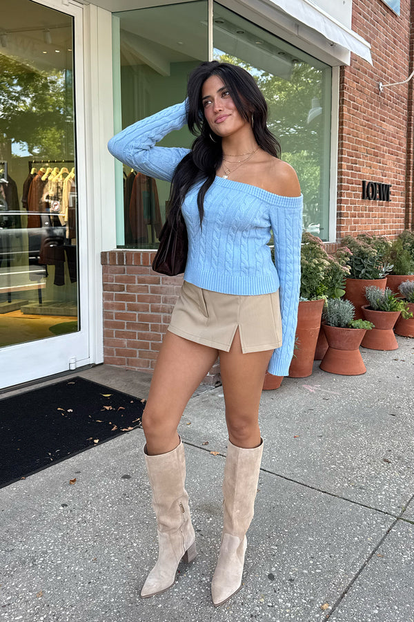 Taniza Off Shoulder Cable Knit Sweater