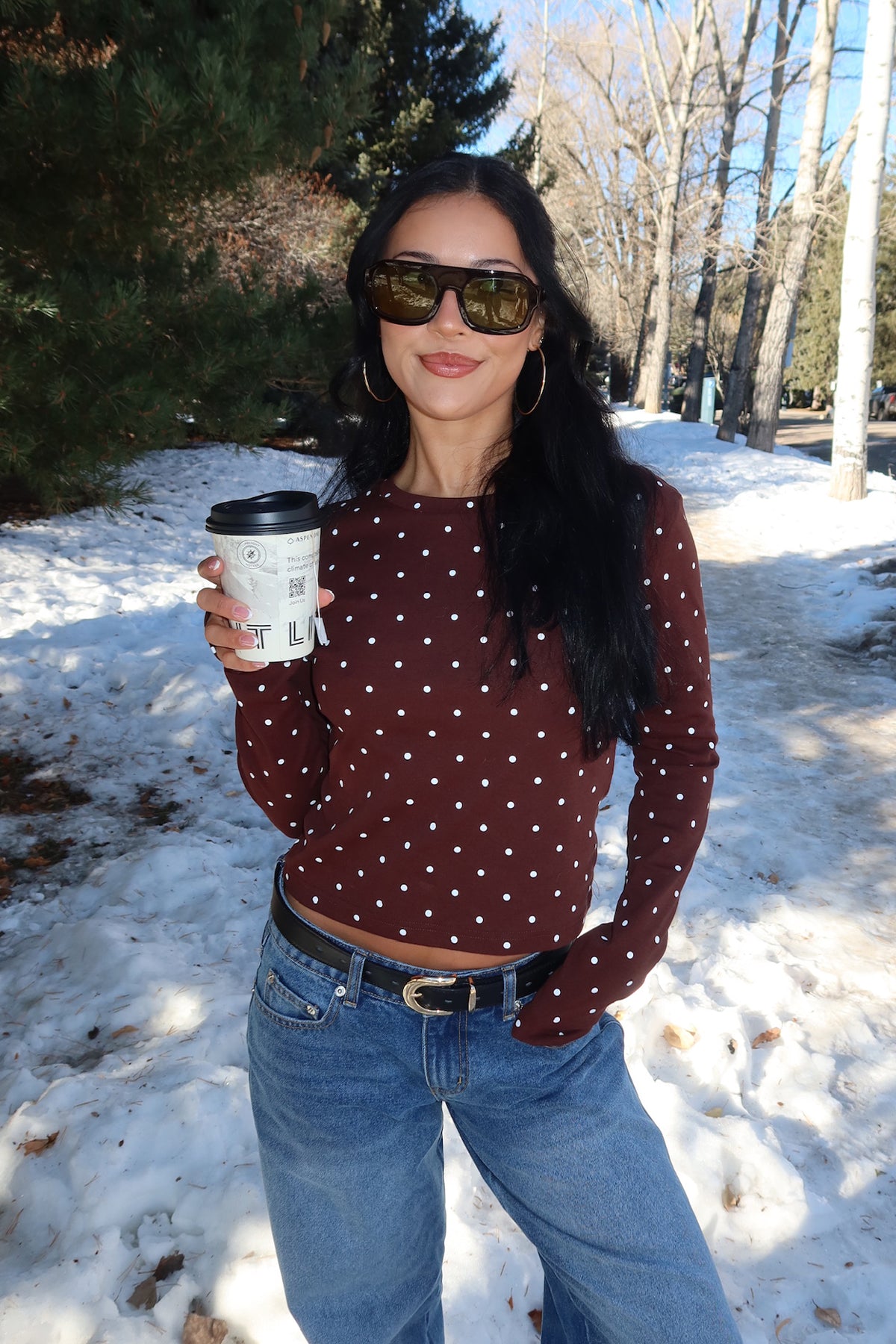 Daliya Polka Dot Long Sleeve Top – edikted