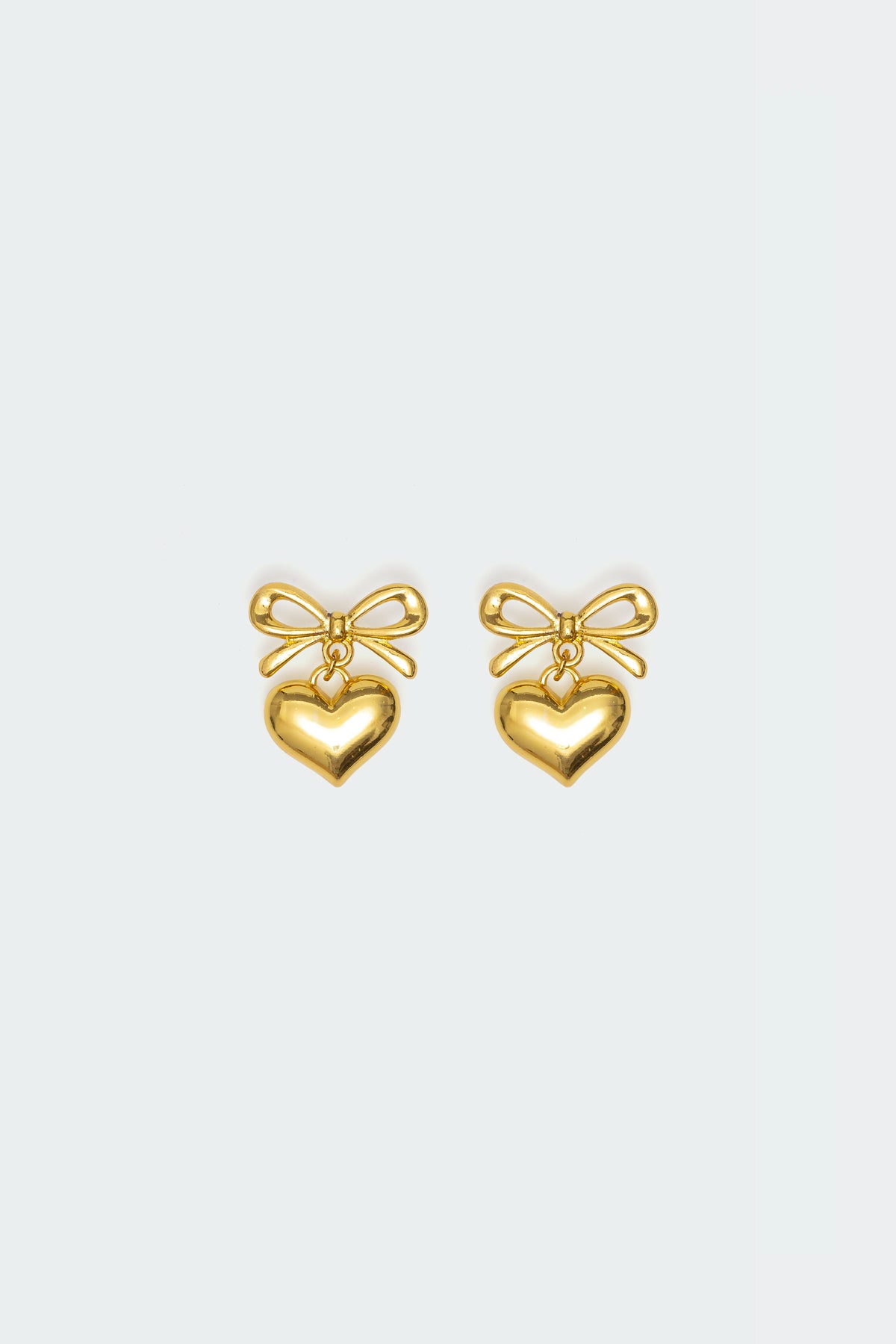 Bow Heart Charm Earrings