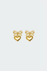 Bow Heart Charm Earrings