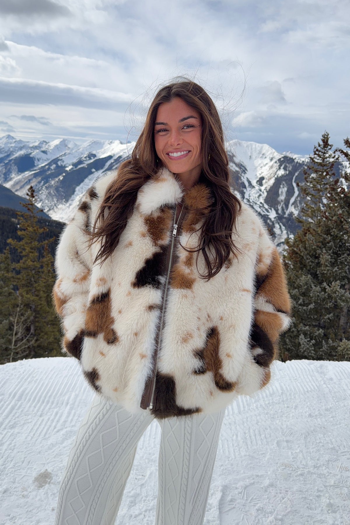 Rayan Cow Print Faux Fur Jacket – edikted