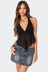 Ethereal Sheer Chiffon Halter Top