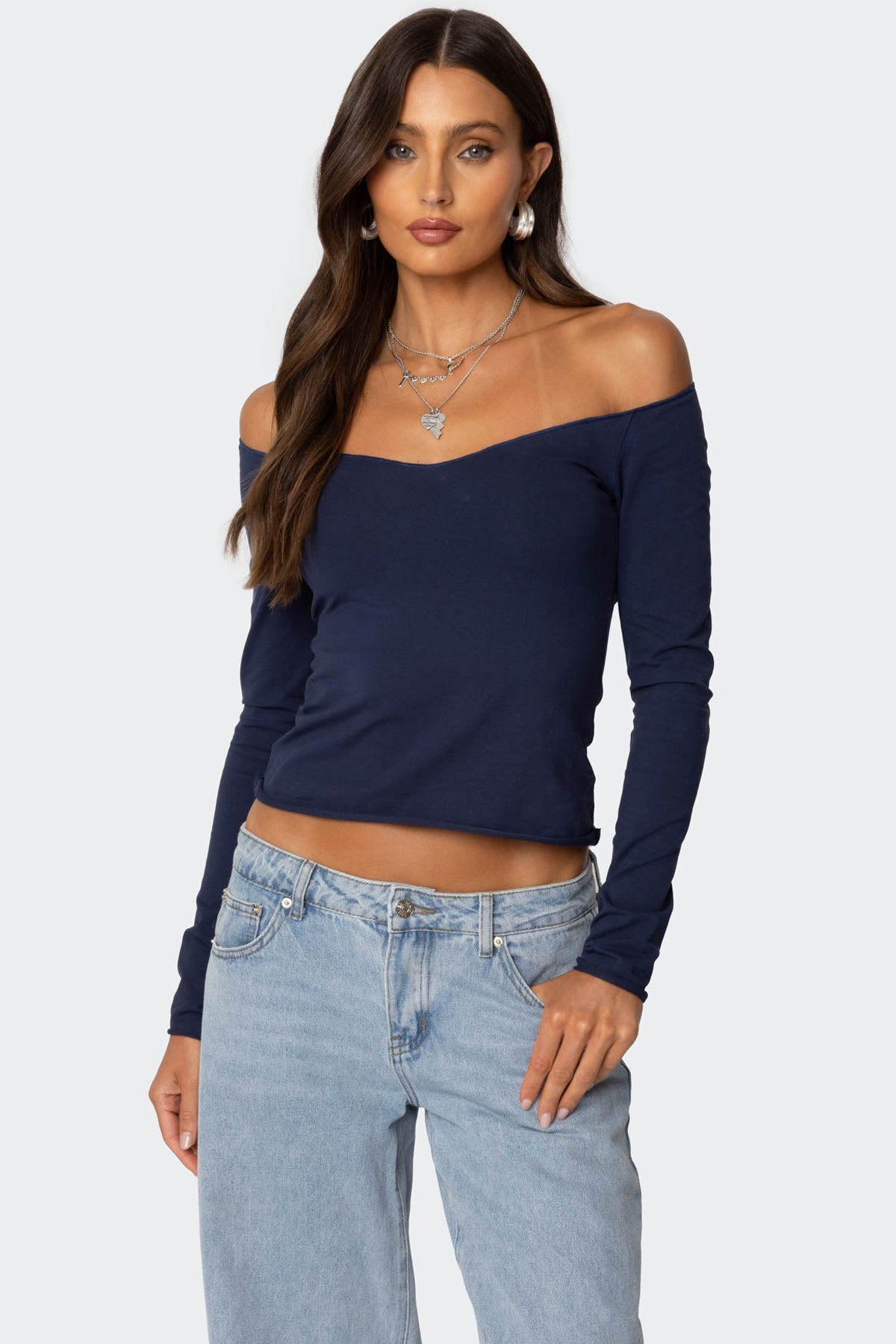 Nattie Off Shoulder V Neck Top