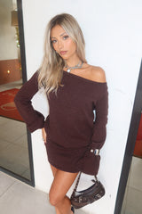Off Shoulder Sequin Knit Mini Dress