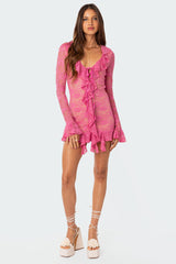 Josephine Ruffle Lace Mini Dress