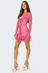 Josephine Ruffle Lace Mini Dress