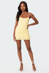 Pointelle Ruffle Mini Dress