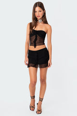 Solange Ruffle Mesh Tube Top