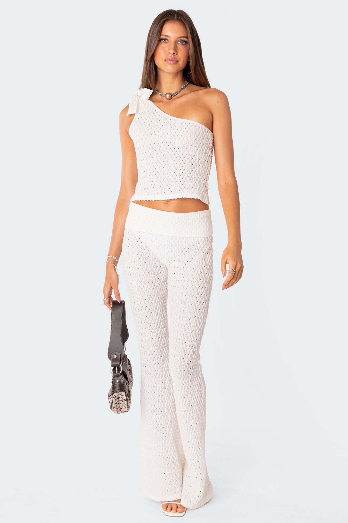 Amalia Textured Knit Fold Over Pants