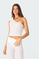 Amalia Textured Knit One Shoulder Top