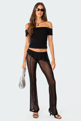 Carsen Ruffle Sheer Mesh Pants