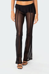 Carsen Ruffle Sheer Mesh Pants