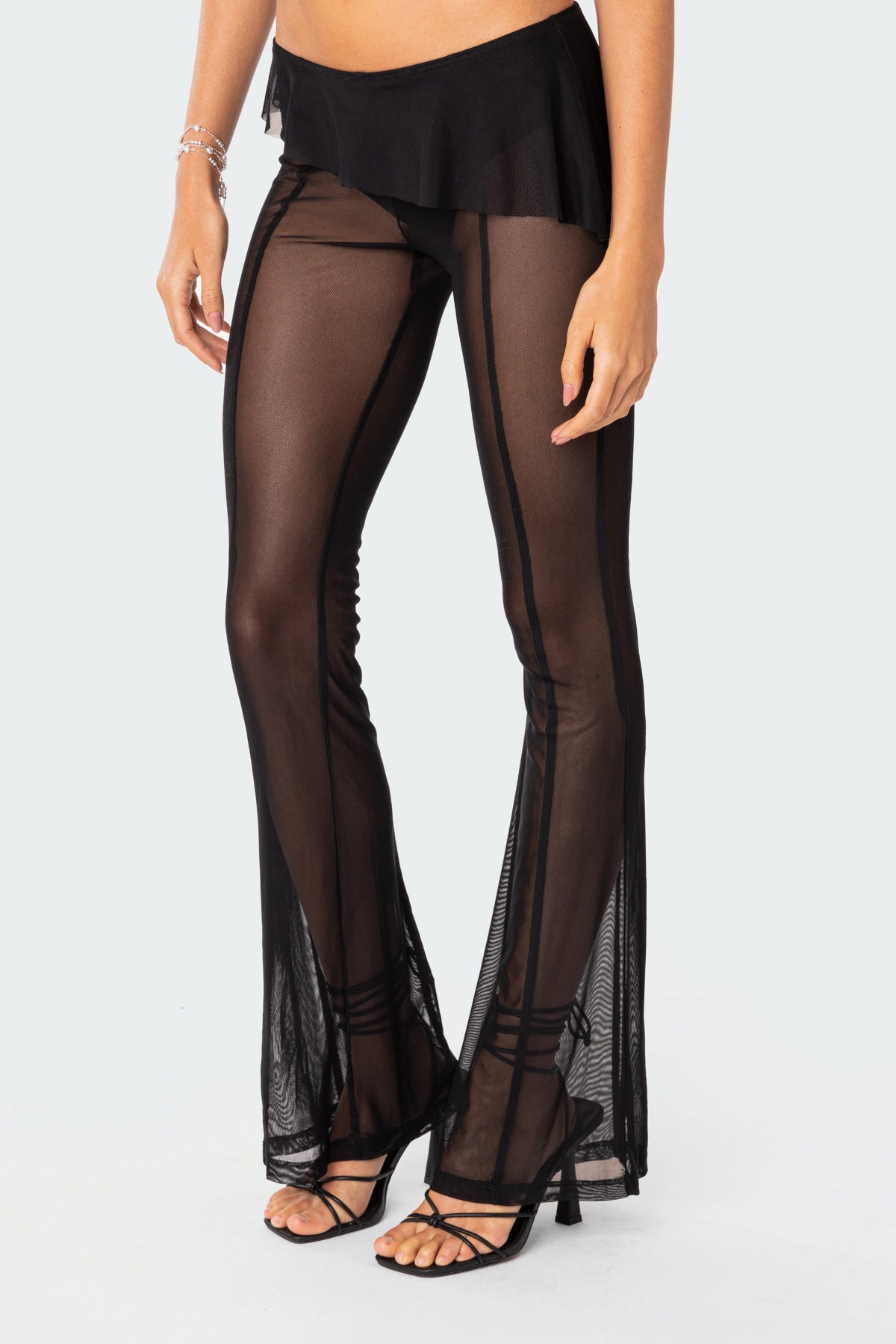 Carsen Ruffle Sheer Mesh Pants